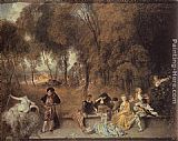 Reunion en plein air by Jean-Antoine Watteau
